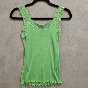 Isabella Rodriguez Lace Trim Tank Top Women Size S Preppy Y2K Romantic Soft Girl